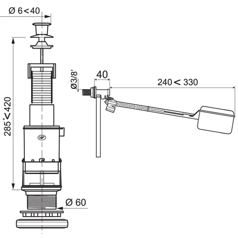 Ensemble Mécanisme De Chasse MX à Tirette + Robinet Flotteur F12 - Wirquin Pro 10717747 2 Ensemble Mécanisme De Chasse MX à Tirette + Robinet Flotteur F12 - Wirquin Pro 10717747 – Image 2