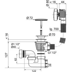 Vidage Baignoire à Câble 1000mm - Volant ABS Chromé - Wirquin Pro 30720363 -France WIRQUIN Soldes 2022 1194742 3