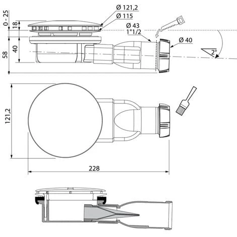 Bonde De Douche Pour Receveur Extra-plat Slim Avec Membrane Dôme Métal Wirquin 30720269, Gris 3 Bonde De Douche Pour Receveur Extra-plat Slim Avec Membrane Dôme Métal Wirquin 30720269, Gris – Image 3