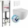 WIRQUIN Pack Complet WC Sans Bride Bati INITIO + Cuvette Blanche Suspendu Sans Bride + Plaque Blanche DESIGN