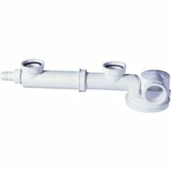Tubulure De Raccordement Pour évier 2 Bacs Espace Avec Siphon Extraplat Wirquin 30720475, Blanc