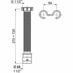 WIRQUIN 1 1/2" (6/4") X 40mm Extensible 270-700mm Drain Déchets Conecteur Tuyau Flexible -France WIRQUIN Soldes 2022 26609292 2