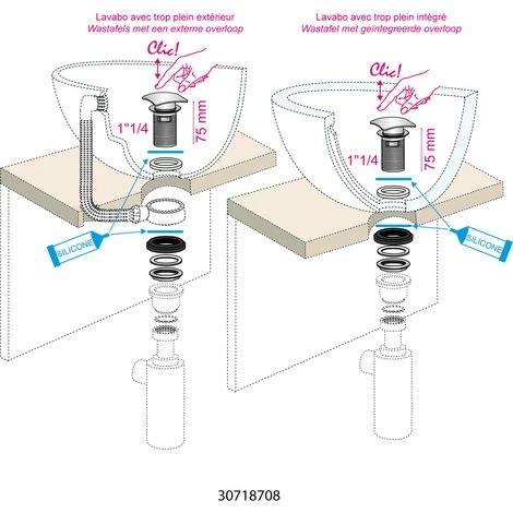 Wirquin Bonde Lavabo QClac Carré TP 2 Wirquin Bonde Lavabo QClac Carré TP – Image 2