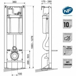 WIRQUIN Pack Complet WC Sans Bride Bati Autoportant + Cuvette Blanche Sans Bride + Plaque Chromée DESIGN -France WIRQUIN Soldes 2022 32734569 4