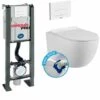 WIRQUIN Pack Complet WC Sans Bride Bati Autoportant + Cuvette Blanche Sans Bride + Plaque Blanche DESIGN