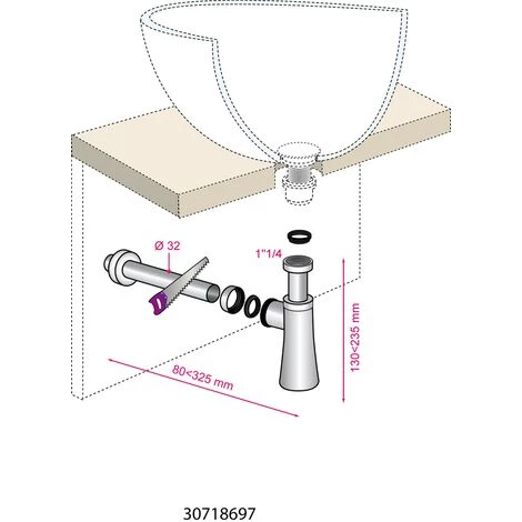 Siphon De Lavabo Wirquin Conique Chromé 2 Siphon De Lavabo Wirquin Conique Chromé – Image 2