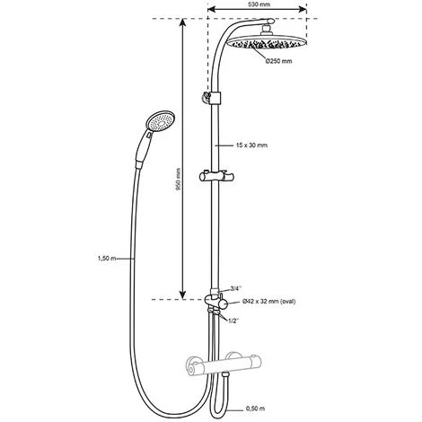 WIRQUIN Colonne De Douche Murale Hauteur Reglable Tete Orientable Carrée Et Douchette Salle De Bain 4 WIRQUIN Colonne De Douche Murale Hauteur Reglable Tete Orientable Carrée Et Douchette Salle De Bain – Image 4