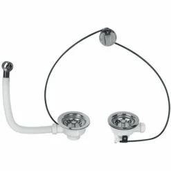 Bonde à Panier Pour évier 2 Bacs Ø90 Mm Wirquin 30718724, Blanc