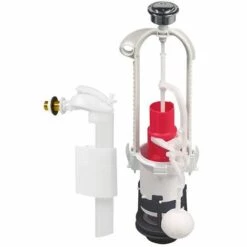 Ensemble Mécanisme Double Chasse MVB Et Robinet Flotteur Latéral F90 Wirquin 10720554, Gris Et Rouge