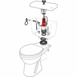 Ensemble Chasse D'eau Simple Poussoir MP Et Robinet Flotteur F80 Wirquin 12030301, Gris Et Rouge -France WIRQUIN Soldes 2022 59802706 3