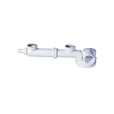 Tubulure De Raccordement Avec Siphon Extra-plat Intégré Pour évier 2 Bacs Wirquin TM200040, Blanc 1 Tubulure De Raccordement Avec Siphon Extra-plat Intégré Pour évier 2 Bacs Wirquin TM200040, Blanc