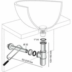 Siphon Lavabo Laiton Réglable D32 Avec Sortie Murale Wirquin 30719890, Chromé -France WIRQUIN Soldes 2022 59803056 3