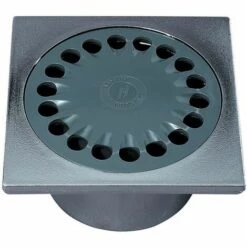 - Siphon De Sol - Bonde De Sol 100x100 Mm - Corps Chromé - Grille Grise - Wirquin PRO SP6001B