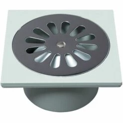 - Siphon De Sol - Bonde De Sol 100x100 Mm - Corps Gris - Grille Inox - Wirquin PRO SP6002B