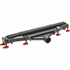 Caniveau De Douche So Low L500 Avec Grille En Inox Et Guides Pentes Wirquin 30722865, Noir
