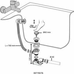 Vidage De Baignoire Quick Clac L700 Et Siphon Orientable D40 Avec Clapet Quick Clac Wirquin 34760506, Blanc -France WIRQUIN Soldes 2022 62664963 3