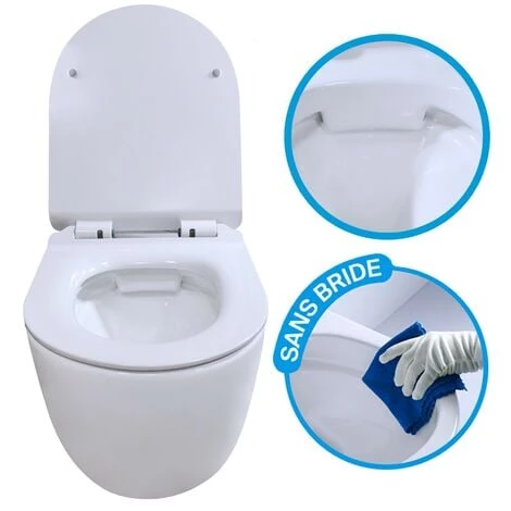 WIRQUIN Pack Complet WC Sans Bride Bati INITIO + Cuvette Noir Brillant Suspendu Sans Bride + Plaque Noir Soft Touch 2 WIRQUIN Pack Complet WC Sans Bride Bati INITIO + Cuvette Noir Brillant Suspendu Sans Bride + Plaque Noir Soft Touch – Image 2
