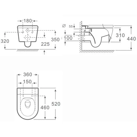 WIRQUIN Pack Complet WC Sans Bride Bati INITIO + Cuvette Noir Brillant Suspendu Sans Bride + Plaque Noir Soft Touch 5 WIRQUIN Pack Complet WC Sans Bride Bati INITIO + Cuvette Noir Brillant Suspendu Sans Bride + Plaque Noir Soft Touch – Image 5