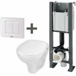 Bâti COMPACT + Plaque Blanche + Cuvette + Abattant - Wirquin PRO 55721108