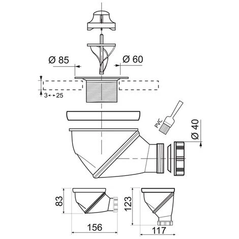 Bonde De Douche JAMES Grille Plate NF Ø60 Mm - Wirquin Pro 30720495 2 Bonde De Douche JAMES Grille Plate NF Ø60 Mm - Wirquin Pro 30720495 – Image 2