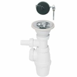 Siphon Réglable Et Bonde évier Ø60 Mm à Bouchon Pour évier 1 Bac - Wirquin Pro 30720454