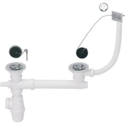 Ensemble Complet Vidage Ø60 Mm Pour évier 2 Bacs - Wirquin Pro 30720433