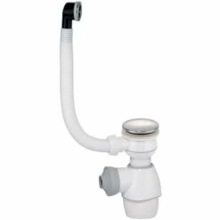 WIRQUIN Siphon Tout En Un Blanc Avec Bonde Quick Clac Chromée Et Trop Plein